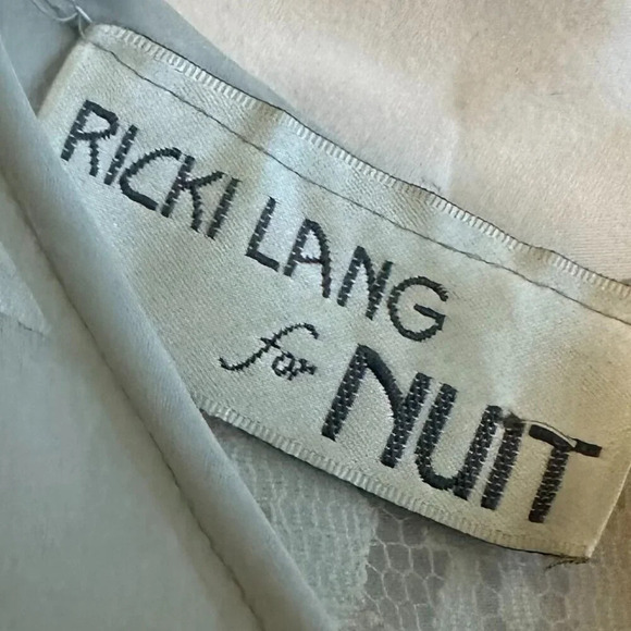 Ricki Lang For Nuit Vintage 1970s Lace Sheer Dress Pleated Size Large Women's - Picture 15 of 15